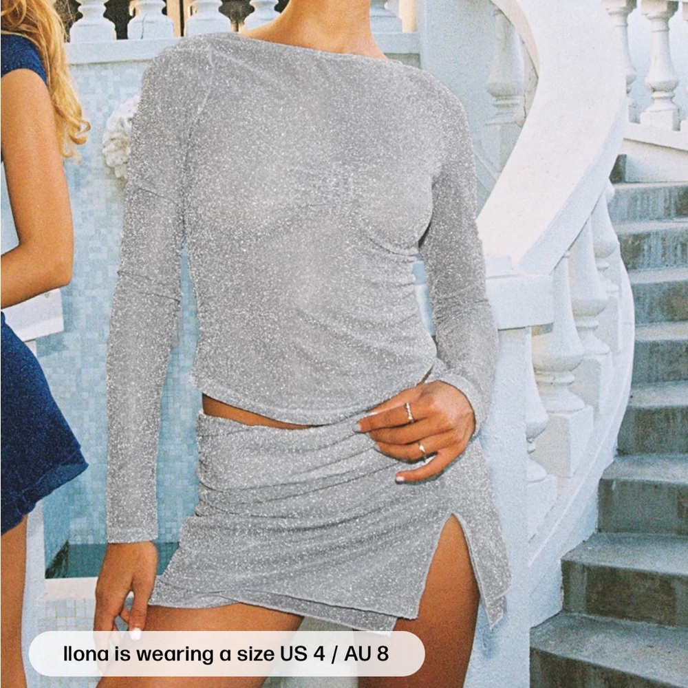 Princess Polly Flattered Shimmer Mini Skirt Silver